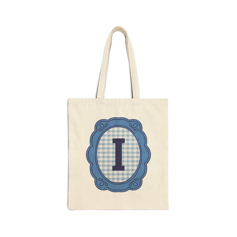 Cute Initial Tote Bag for Daughter, Gingham Birthday Present for Niece, Cousin or Sister, Pretty Matching Bachelorette Tote for Bridesmaid I - BIG FRENCHIES