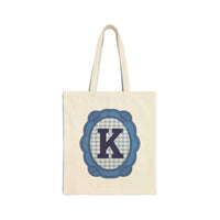 Cute Initial Tote Bag for Daughter, Gingham Birthday Present for Niece, Cousin or Sister, Pretty Matching Bachelorette Tote for Bridesmaid K - BIG FRENCHIES