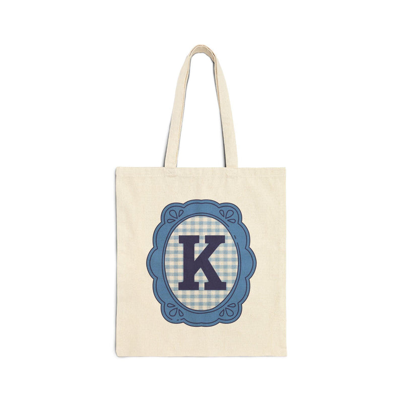 Cute Initial Tote Bag for Daughter, Gingham Birthday Present for Niece, Cousin or Sister, Pretty Matching Bachelorette Tote for Bridesmaid K - BIG FRENCHIES