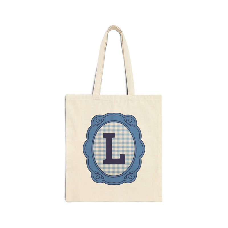 Cute Initial Tote Bag for Daughter, Gingham Birthday Present for Niece, Cousin or Sister, Pretty Matching Bachelorette Tote for Bridesmaid L - BIG FRENCHIES
