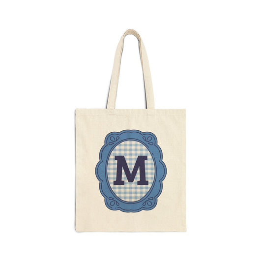 Cute Initial Tote Bag for Daughter, Gingham Birthday Present for Niece, Cousin or Sister, Pretty Matching Bachelorette Tote for Bridesmaid M - BIG FRENCHIES