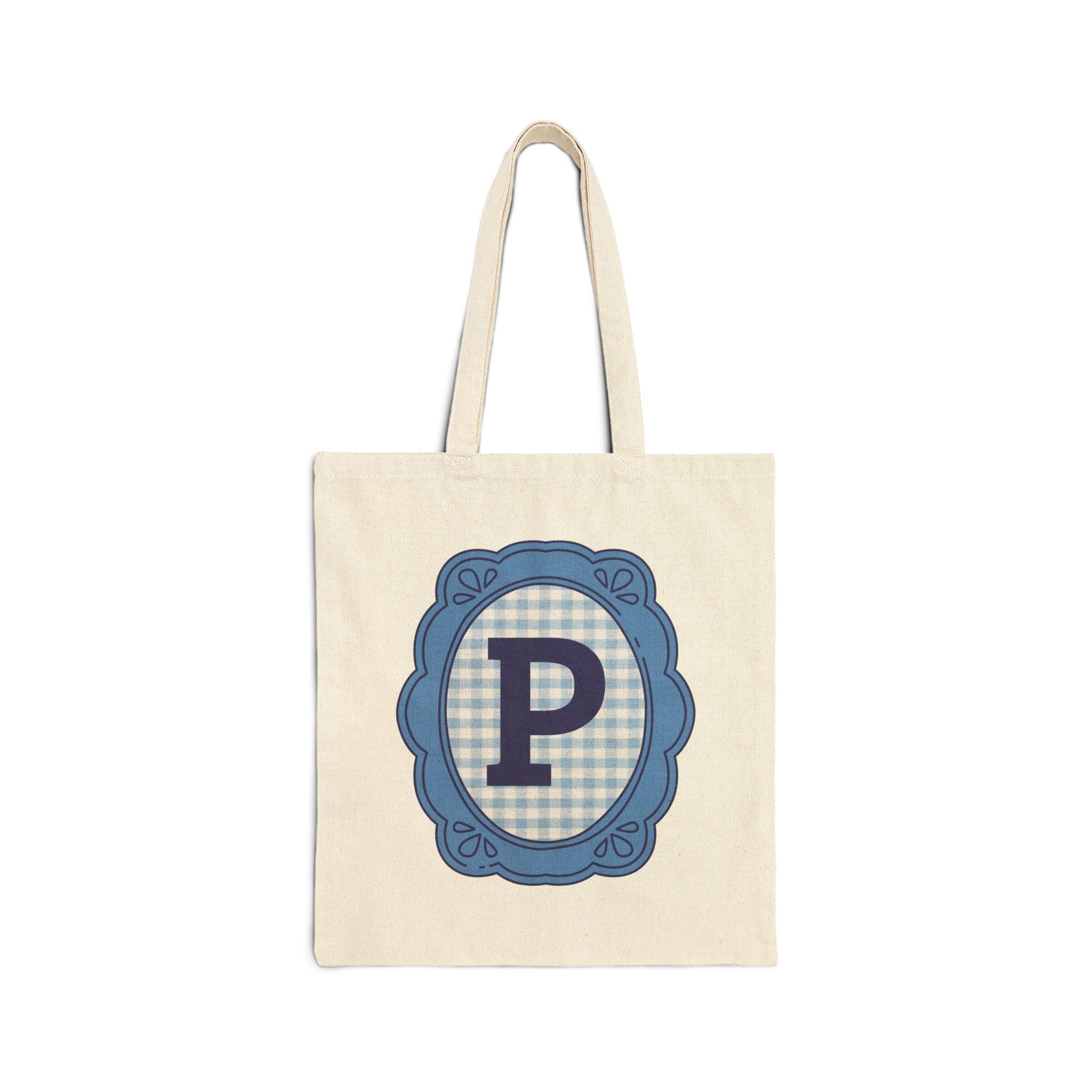 Cute Initial Tote Bag for Daughter, Gingham Birthday Present for Niece, Cousin or Sister, Pretty Matching Bachelorette Tote for Bridesmaid P - BIG FRENCHIES