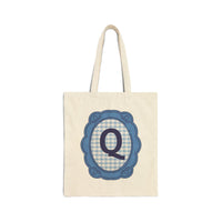 Cute Initial Tote Bag for Daughter, Gingham Birthday Present for Niece, Cousin or Sister, Pretty Matching Bachelorette Tote for Bridesmaid Q - BIG FRENCHIES