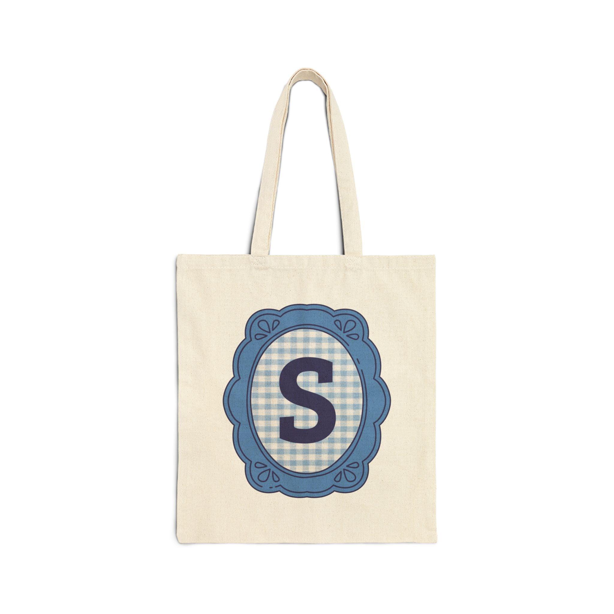 Cute Initial Tote Bag for Daughter, Gingham Birthday Present for Niece, Cousin or Sister, Pretty Matching Bachelorette Tote for Bridesmaid S - BIG FRENCHIES