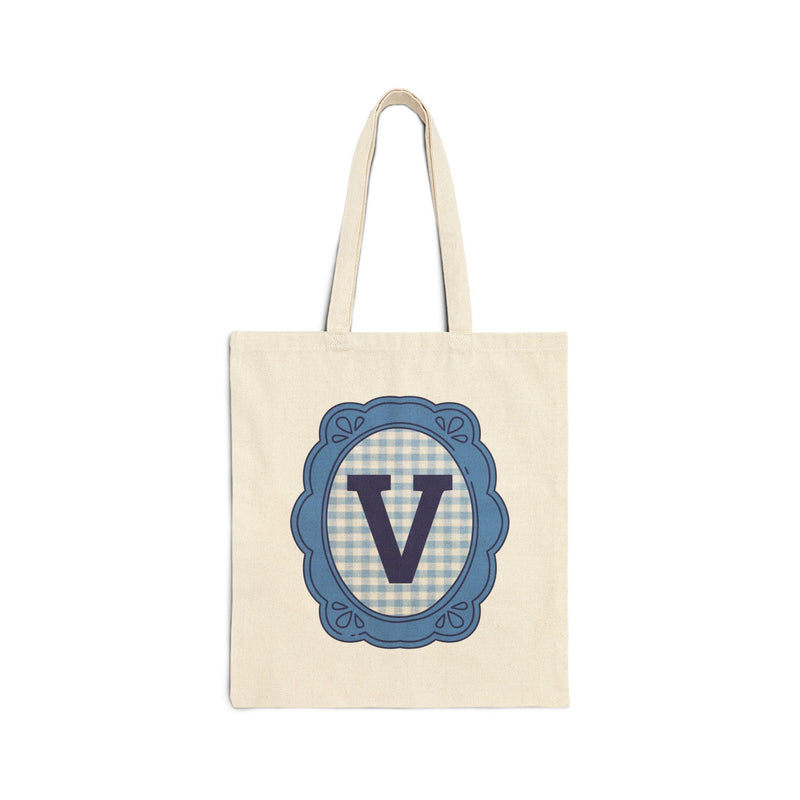 Cute Initial Tote Bag for Daughter, Gingham Birthday Present for Niece, Cousin or Sister, Pretty Matching Bachelorette Tote for Bridesmaid V - BIG FRENCHIES