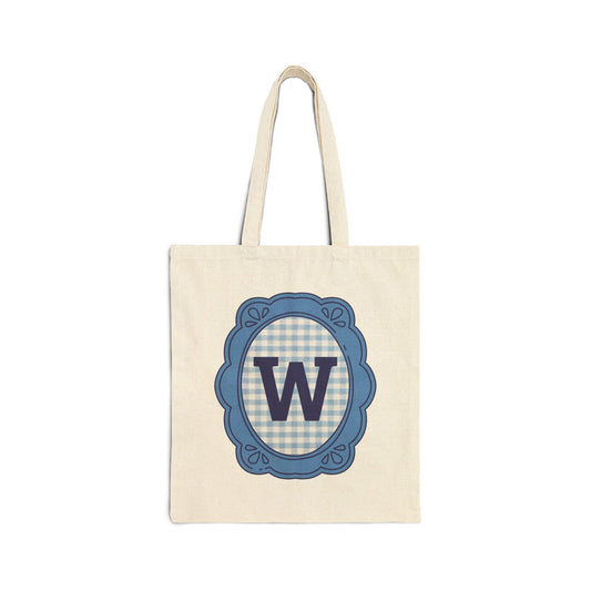 Cute Initial Tote Bag for Daughter, Gingham Birthday Present for Niece, Cousin or Sister, Pretty Matching Bachelorette Tote for Bridesmaid W - BIG FRENCHIES