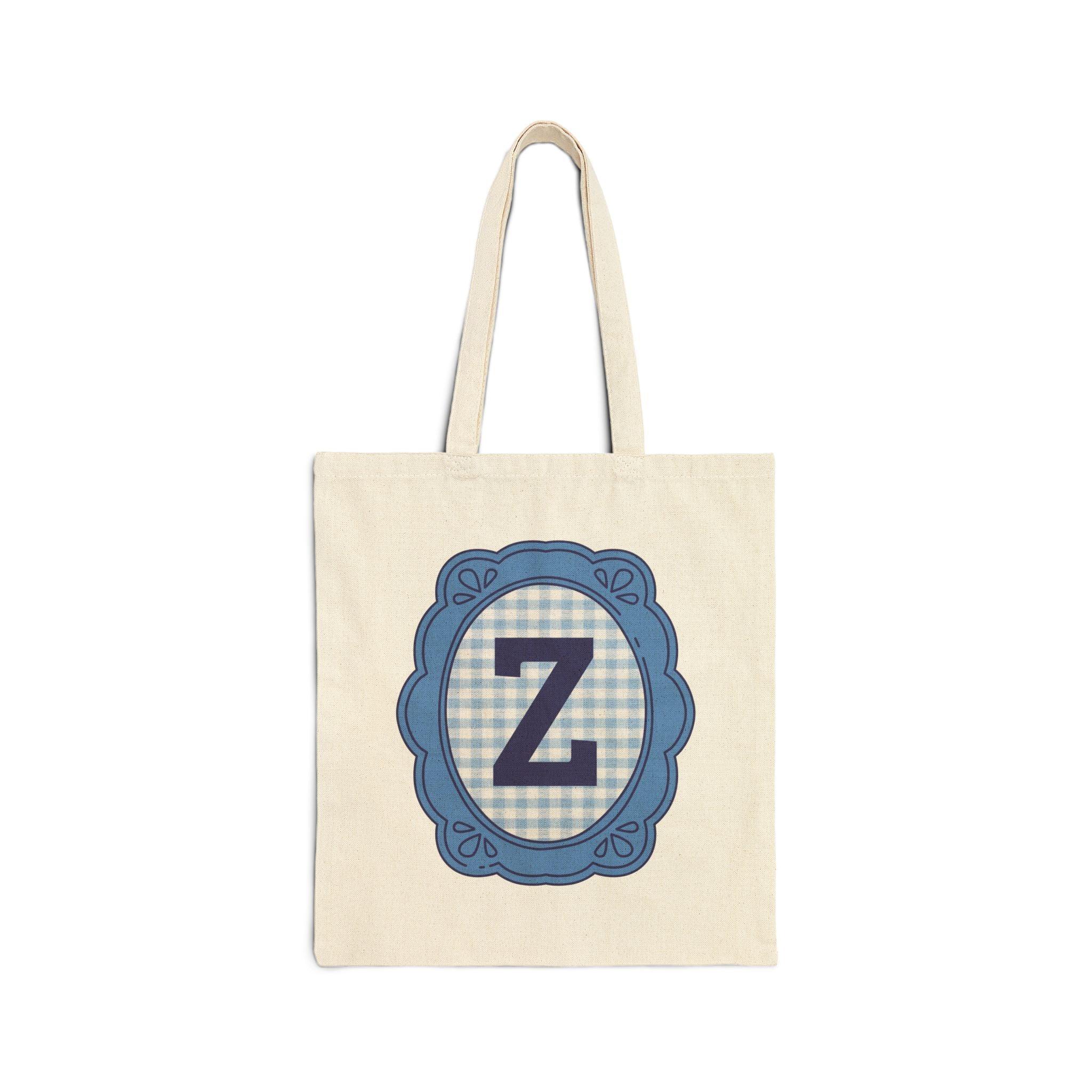 Cute Initial Tote Bag for Daughter, Gingham Birthday Present for Niece, Cousin or Sister, Pretty Matching Bachelorette Tote for Bridesmaid Z - BIG FRENCHIES