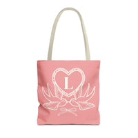 Cute Matching Bridal or Bachelorette Tote Bag with Birds, Nostalgic 90s Aesthetic Tote Bag with Heart, Soft Girl Style Present for Sister: L - BIG FRENCHIES