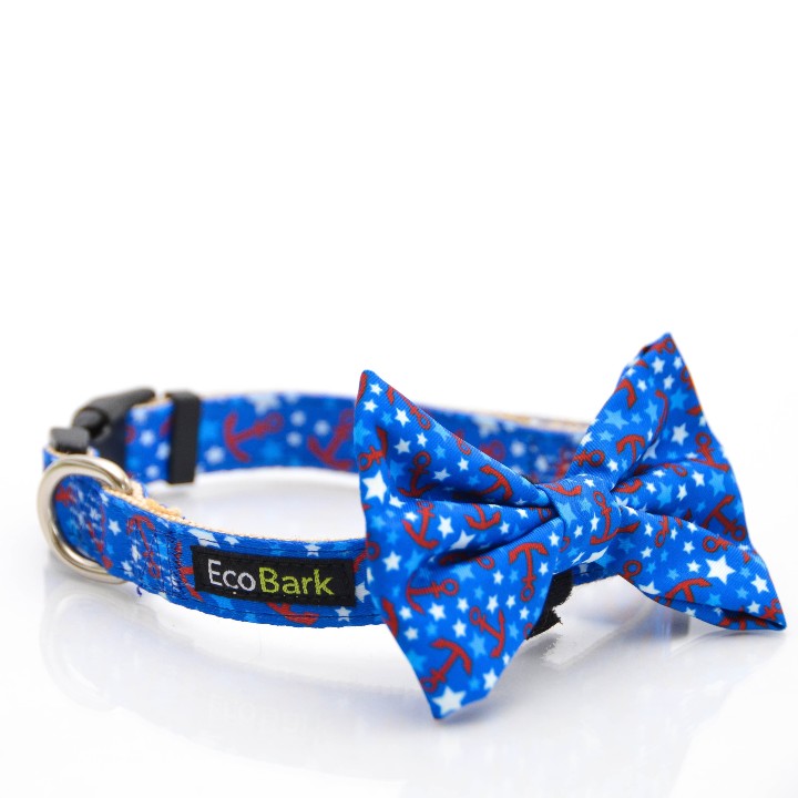 EcoBark Bow Tie Collar - Nautical Print - BIG FRENCHIES