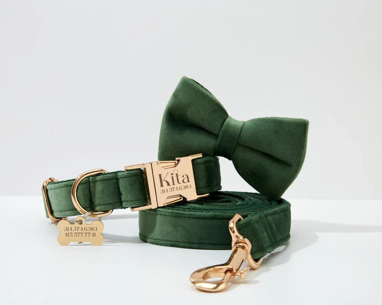 Personalized Forest Green Velvet Classic Set