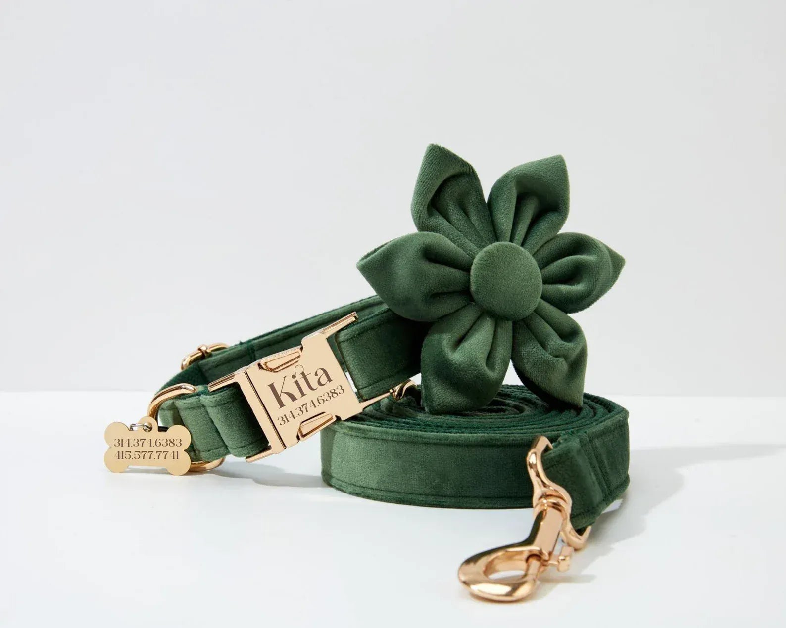 Personalized Forest Green Velvet Classic Set