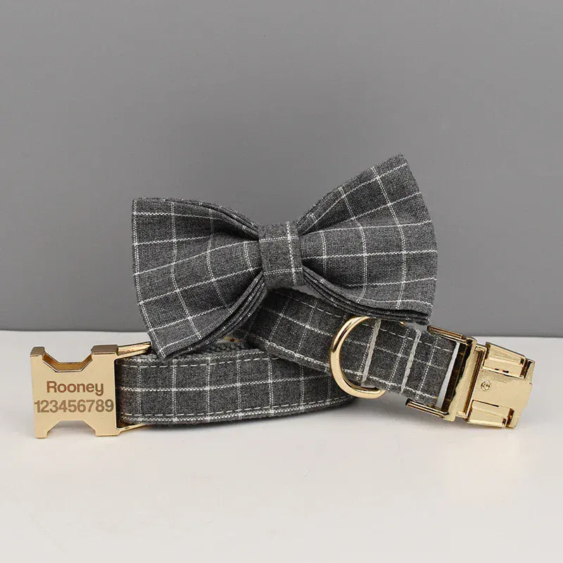 Personalized Gray Plaid Classic Set