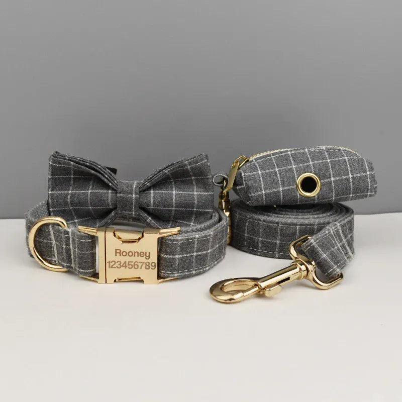 Personalized Gray Plaid Classic Set