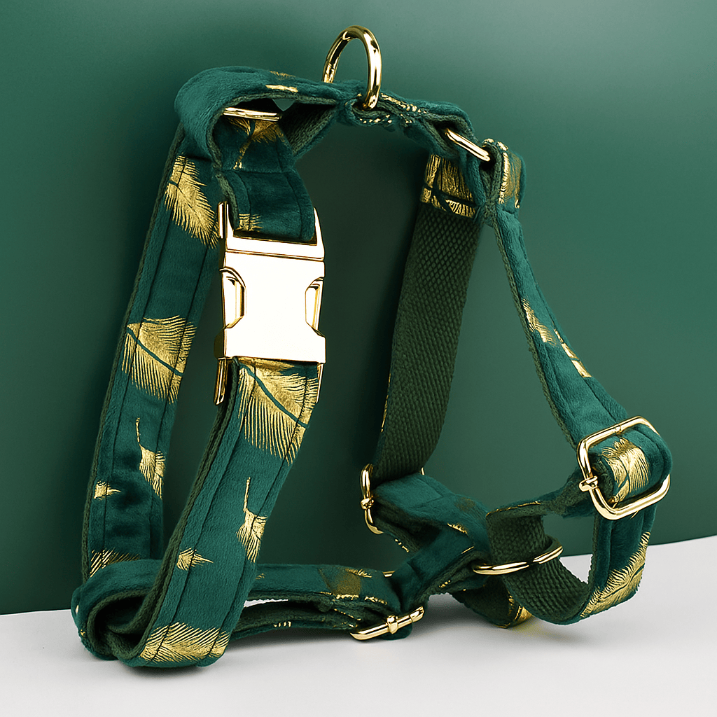 Personalized Green Feather Velvet Floral Classic Set