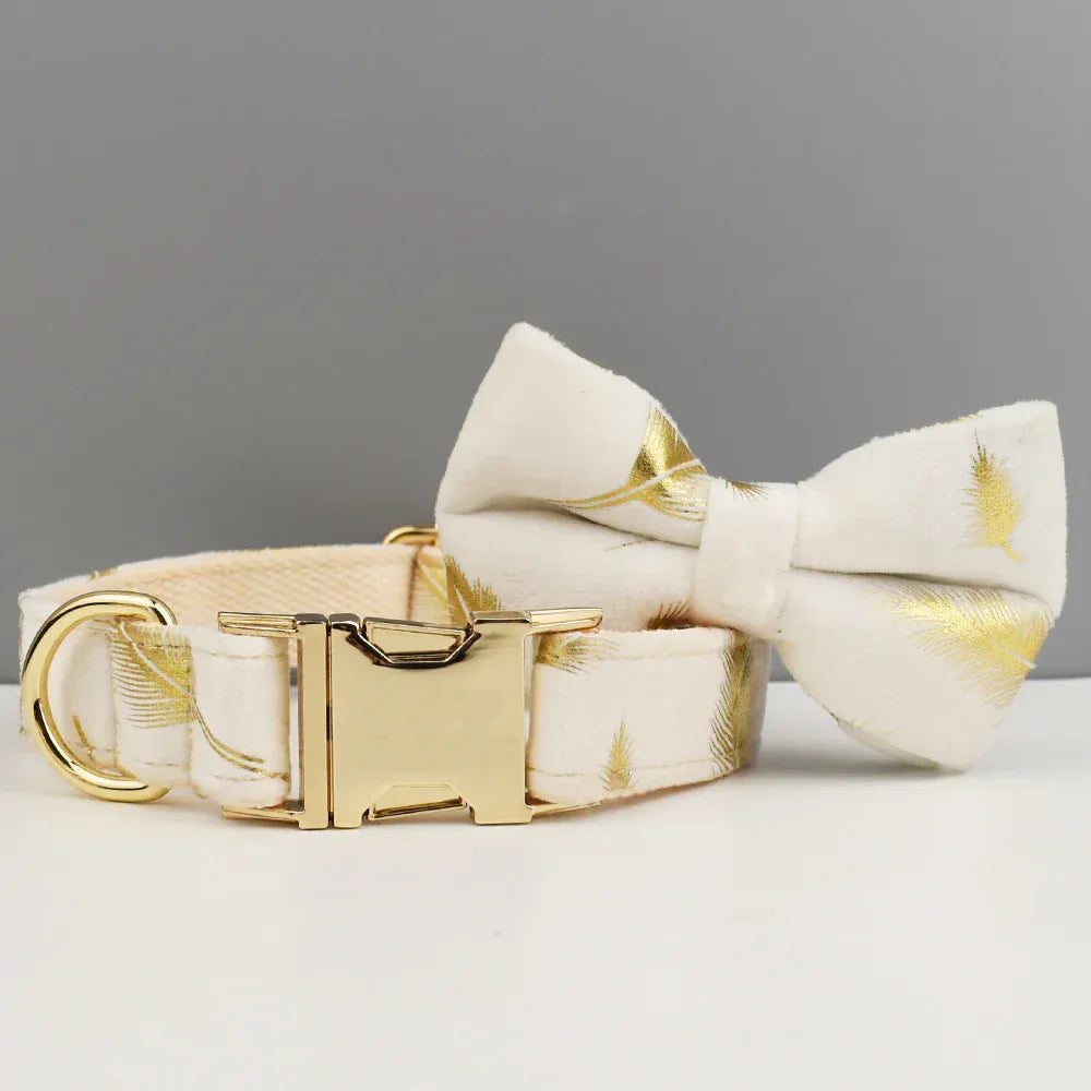 Personalized Ivory Gold Leaf Velvet Classic Set