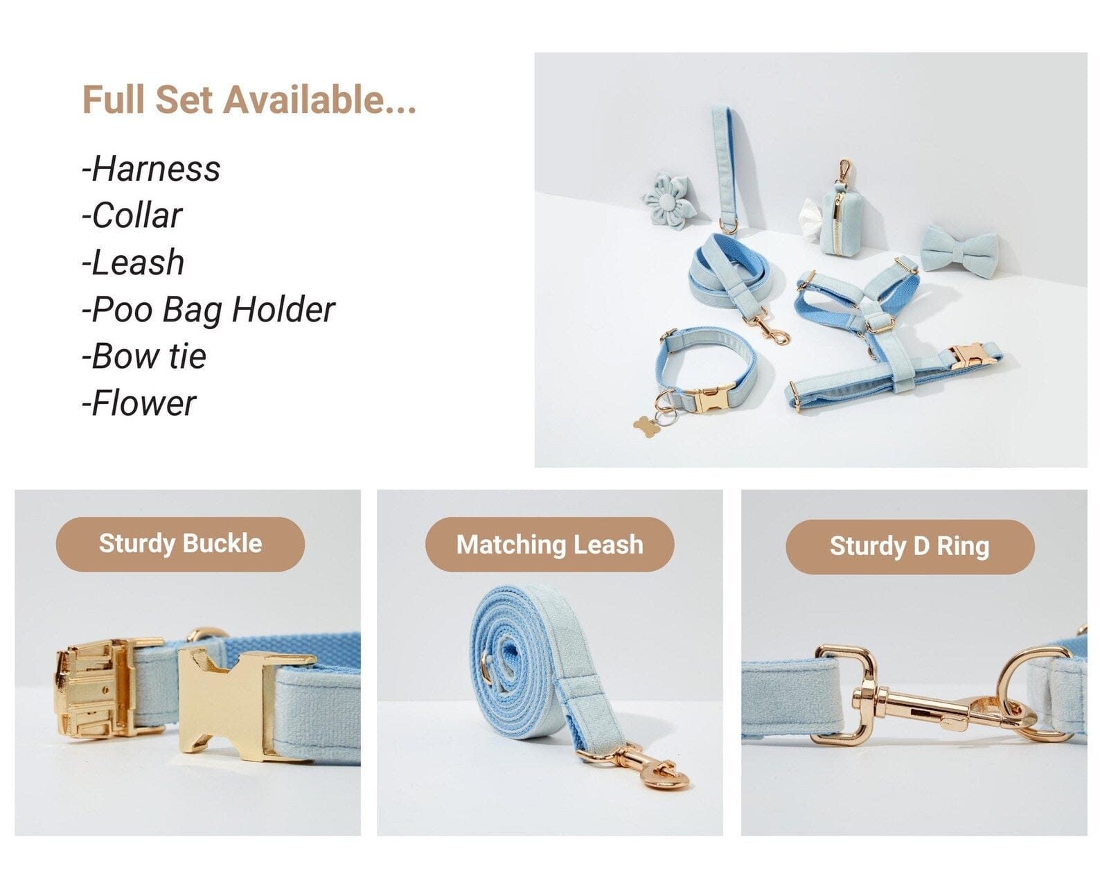 Personalized Light Blue Velvet Classic Set