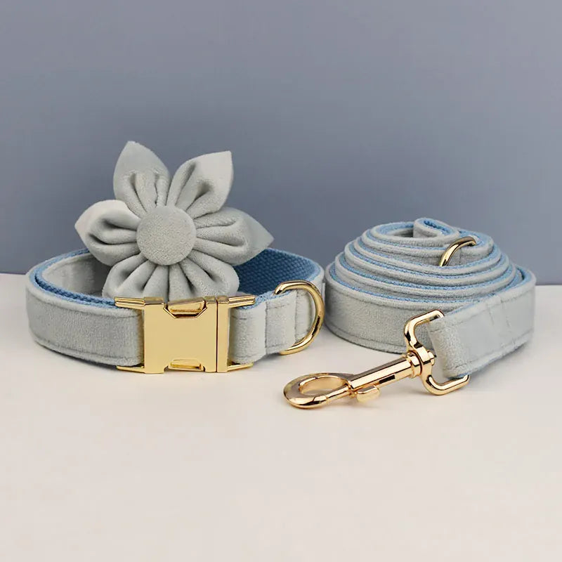 Personalized Light Blue Velvet Classic Set
