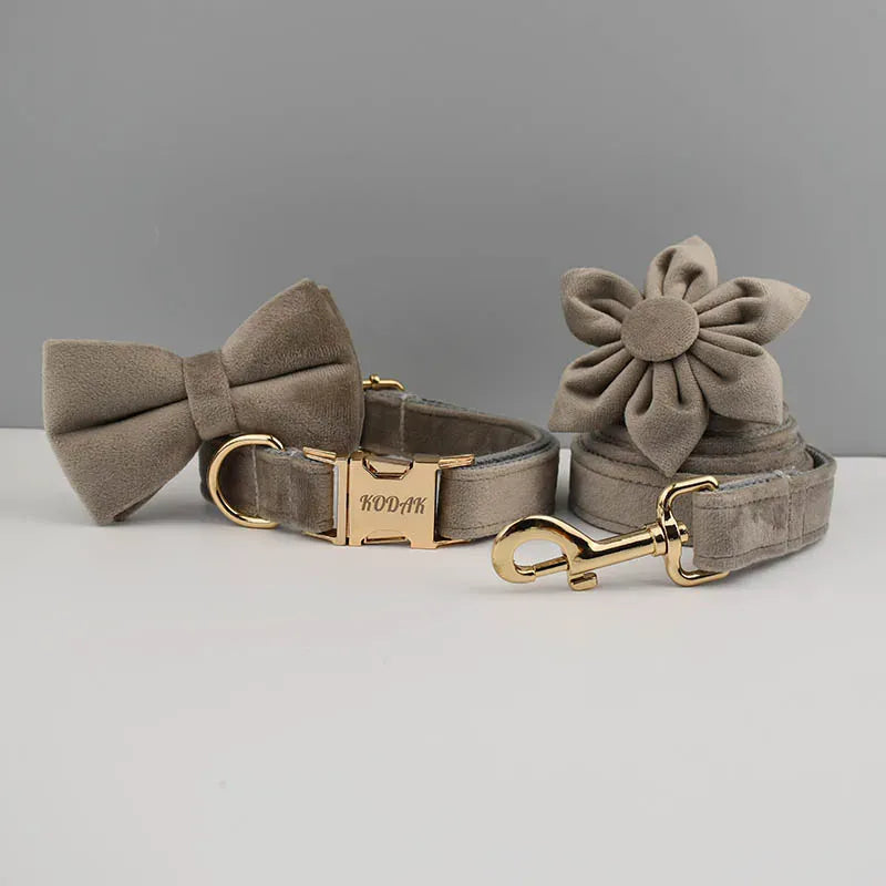 Personalized Light Grey Velvet Classic Set