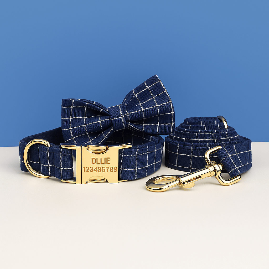 Personalized Plaid Dark Blue Classic Set