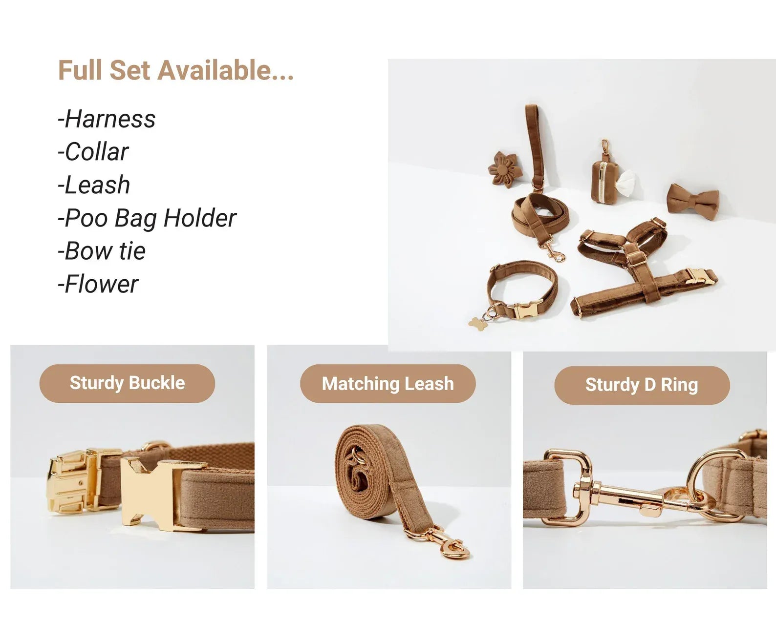 Personalized Shallow Khaki Velvet Classic Set
