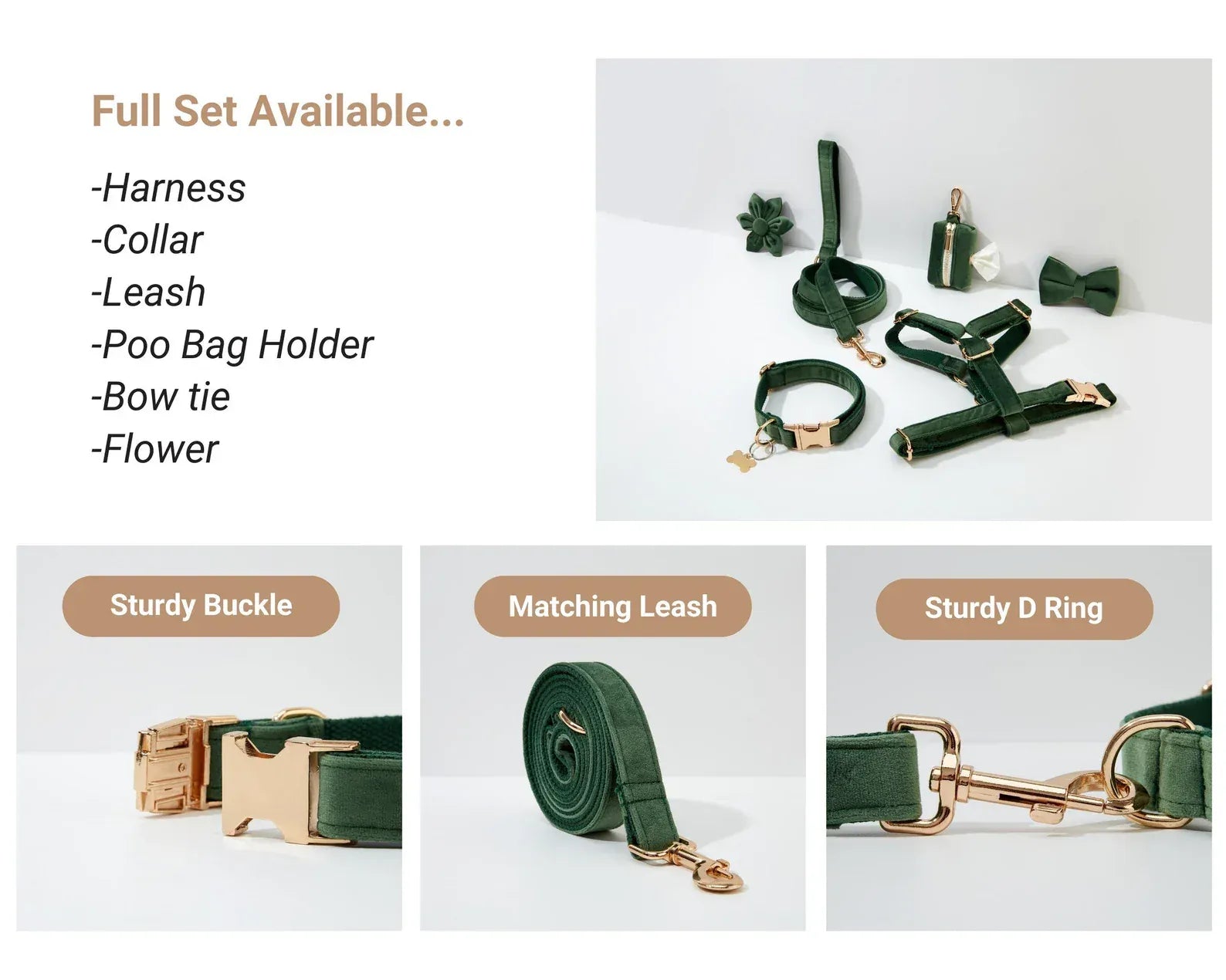 Personalized Velvet Dark Green Classic Set