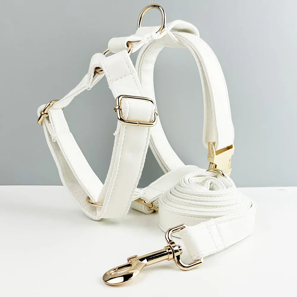 Personalized White Leather Classic Set