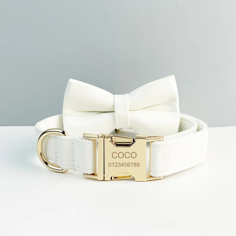 Personalized White Leather Classic Set