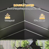 Heavy Duty Outdoor Dog Kennel with Waterproof Roof, 2 Secure Latches, Chain Link Dog Run for Backyard, 20 x 15 x 8