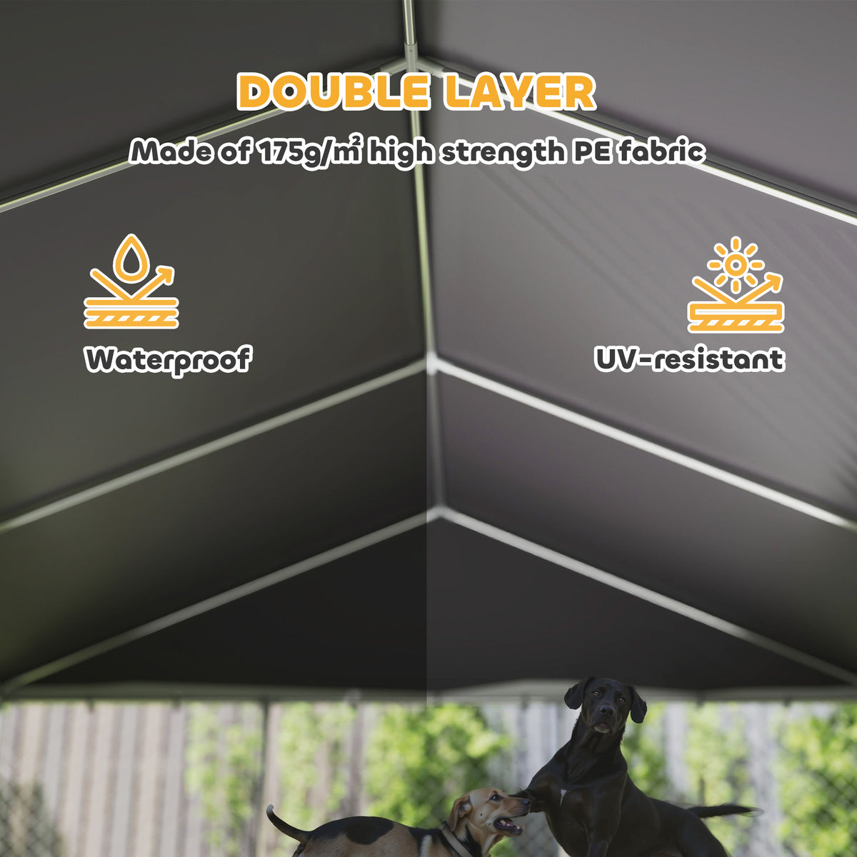 Heavy Duty Outdoor Dog Kennel with Waterproof Roof, 2 Secure Latches, Chain Link Dog Run for Backyard, 20 x 15 x 8