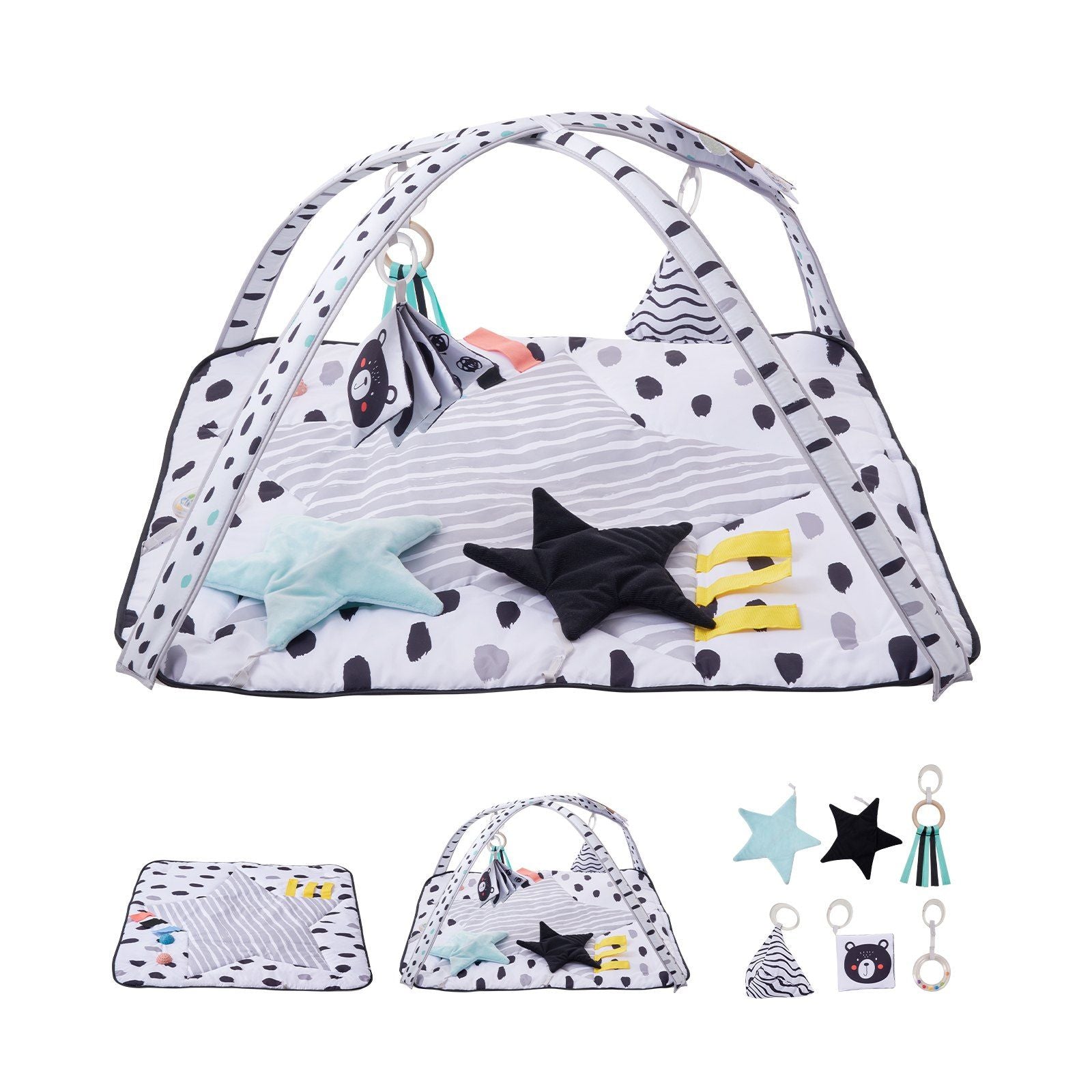 Baby Play Gym Mat Tummy Time Activity Mat with 6 Sensory Toys 34.4" x 34.4" - BIG FRENCHIES