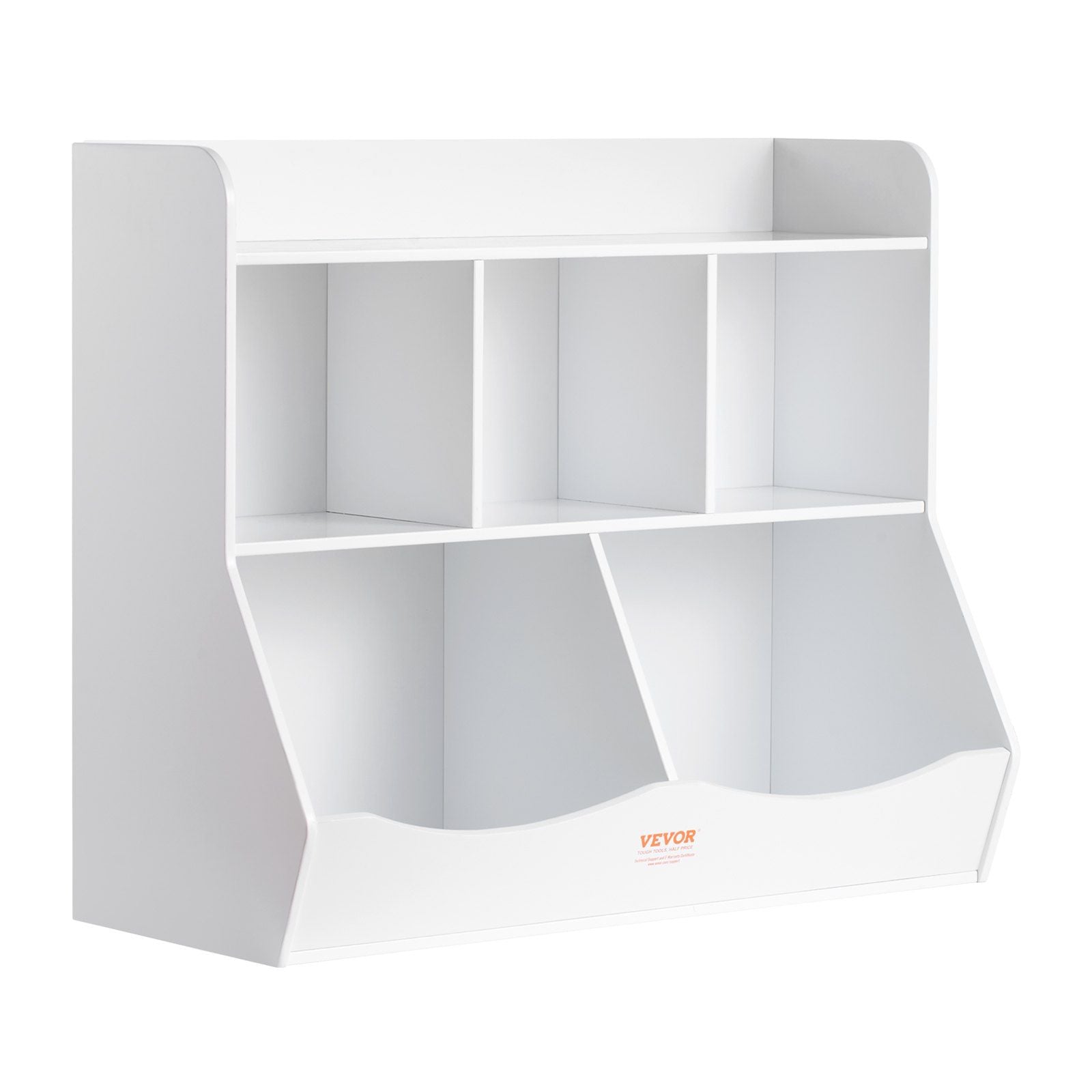 Wood Kid Storage Cubby, Toy Storage Organizer with Bookshelf, 5-Cubby Wood Toy Storage Cabinet, Children Book Toy Shelf for Kids Room, Playroom, Kindergarten, Nursery, White - BIG FRENCHIES