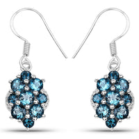 4.32 Carat Genuine London Blue Topaz .925 Sterling Silver Earrings