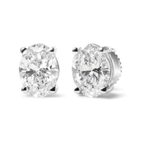 14K White Gold 2.0 Cttw Prong Set Lab Grown Oval Diamond Solitaire Stud Earring (F-G Color, VS1-VS2 Clarity)
