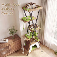73" Multi-Level Cat Tree with Condo & Perch, Multi-Cat Climbing Tower with Scratching Pad & Interactive Toys