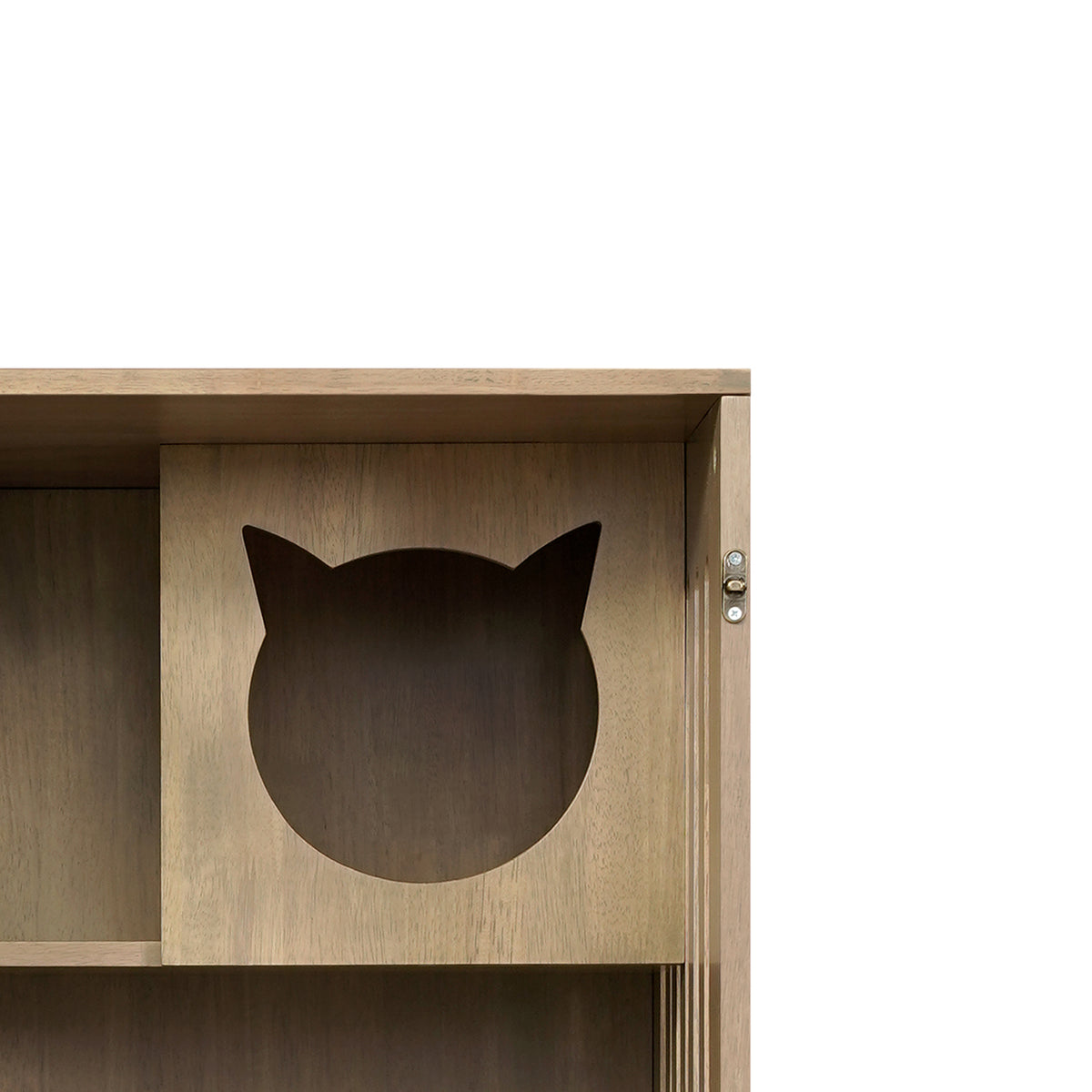 Basia Rubber Wood Cat Cabinet with Wheels, Ventilated Indoor Cat Condo with Multi-Level Shelves & Lockable Door, Safe & 