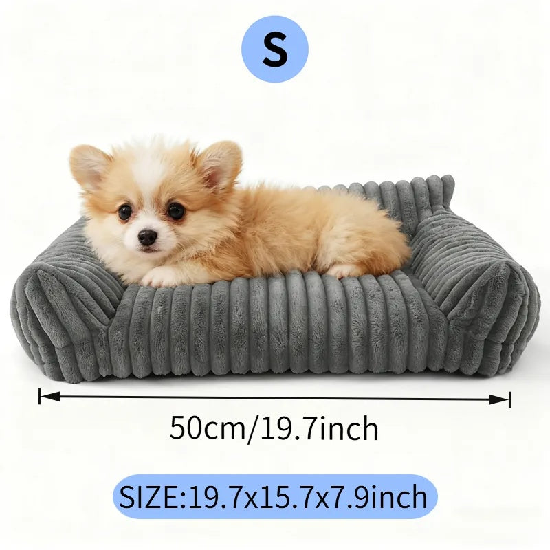 Cute Cat Couch For Pets - Fluffy Cat Beds With Premium Soft Corduroy Fleece, Fuzzy Cats Beds For Indoor Cats With Remova