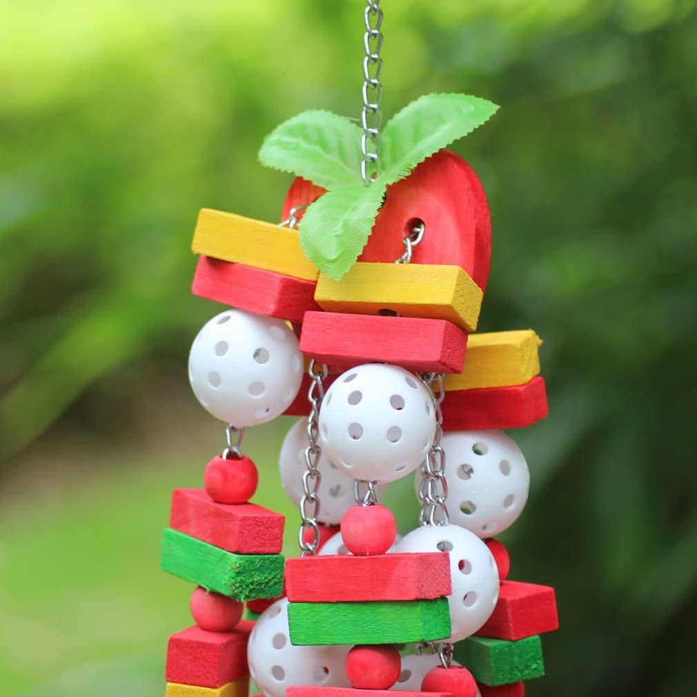 Bird Chewing Toy Large Medium Parrot Cage Bite Toys African Grey Macaws Cockatoos Eclectus Amazon (Apple-22Inch) - BIG FRENCHIES