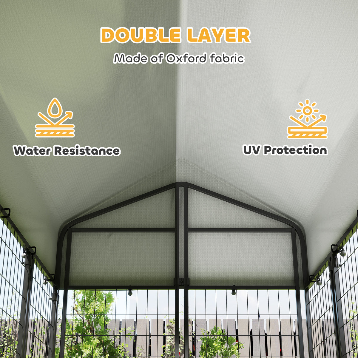 Outdoor Dog Kennel with Roof, 6 x 4 x 6 Heavy Duty Welded Wire Dog Playpen Enclosure with Escape-proof Lock
