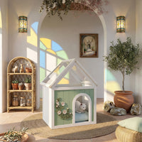 SAGE FSC-Certified Cedar Indoor Cat House with Clear Acrylic Roof – Wooden Pet House for Small Cats & Dogs