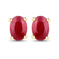 1.04 Carat Genuine Ruby 14K Yellow Gold Earrings