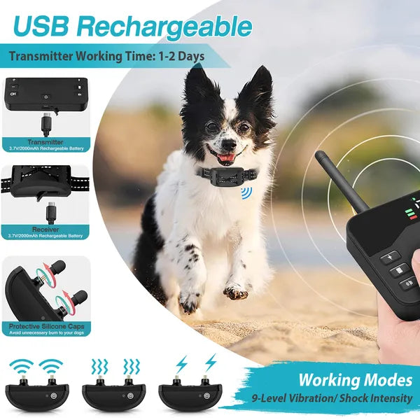 2 In 1 Wireless Electric Dog Fence Waterproof Pet Shock Boundary Containment System Electric Training Collar For Small M