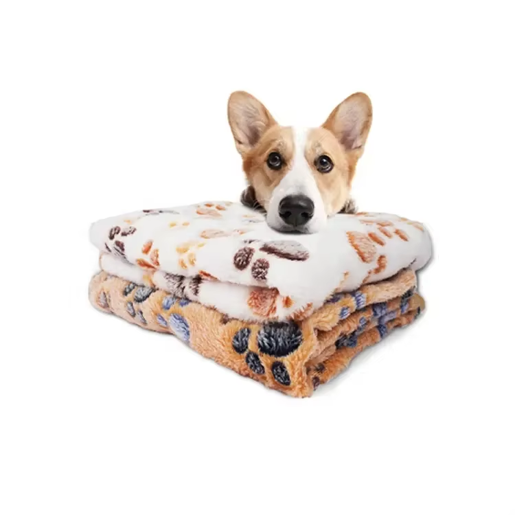 3 Pack Pet Blanket, Soft Plush Paw Print Dog Blanket Washable, Warm Fleece Cat Blanket For Large Medium Dogs, Sofa Couch