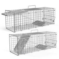 2PCS 24 Inch Humane Live Animal Trap Cage, Galvanized Steel Catch And Release Trap For Squirrel, Rabbit, Chipmunk, Groun
