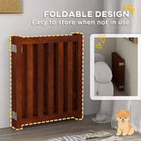 Foldable Dog Gate with Door, 4 Panels Fressstanding Pet Gate, Brown