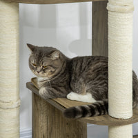 65" Corner Modern Cat Tree Tall for Climbing, Large Multilevel Cat Tower with Scratching Posts, Small-Fit Kitten Tower w