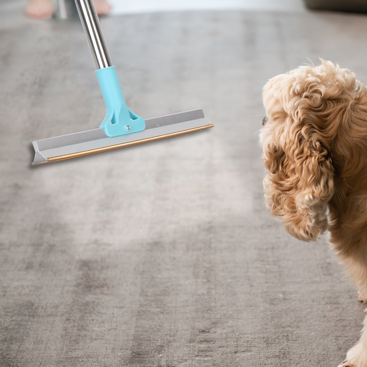 1Pc Pet Hair Removal Rake With 54.33in Adjustable Telescopic Rod Multi-Fabric Dog Cat Hair Scraper Lint Shaver For Carpe