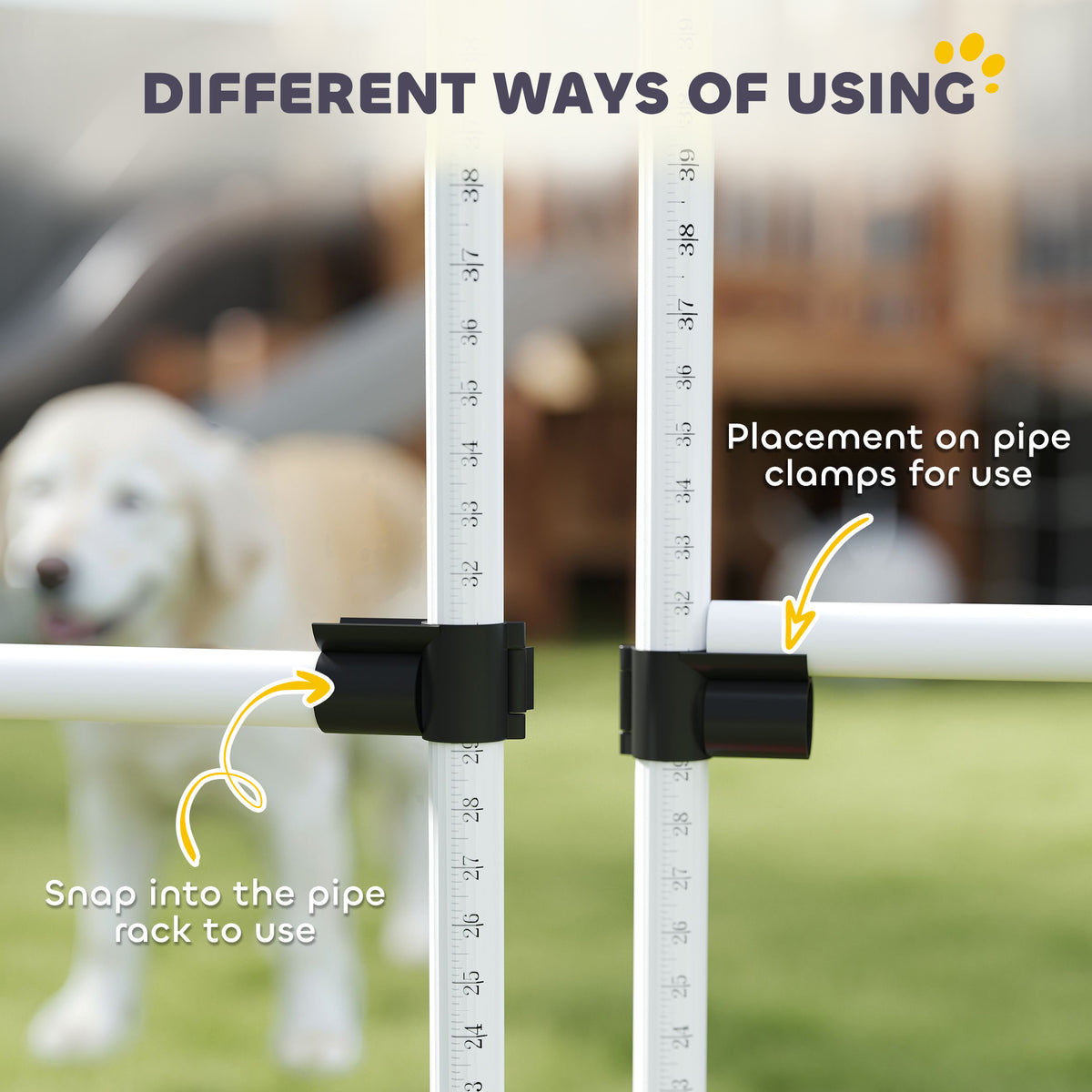 4 Piece Dog Agility Training Equipment for Dog Agility Course with Adjustable Height Jump Bars, Included Carry Bag, & Di