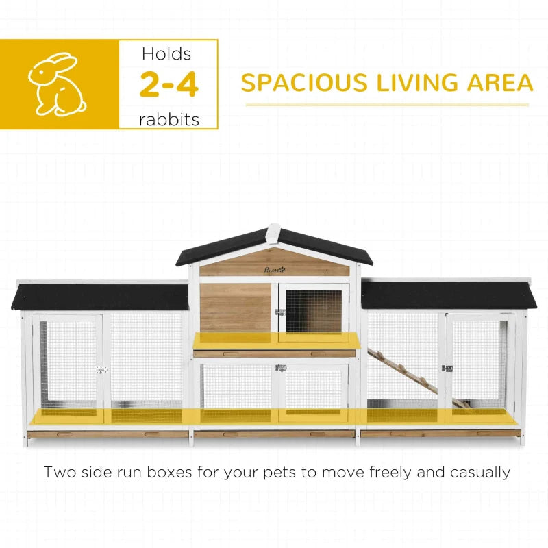 Wooden Rabbit Hutch Bunny Cage Pet Playpen House Enclosure With Double Side Run Boxes, No Leak Tray, Ramp, For Rabbits, 