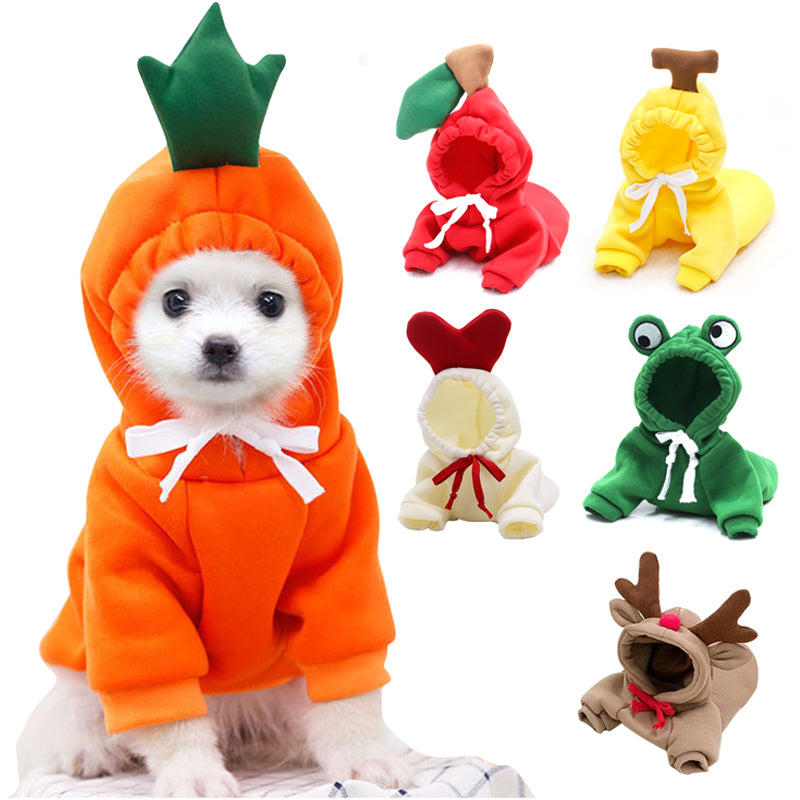 Cute Fruit Dog Clothes For Small Dogs Hoodies Winter Warm Fleece Pet Clothing Puppy Cat Costume Coat For French Chihuahu