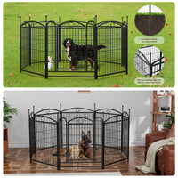 Dog Playpen Indoor 32 inch 8 Panels Metal Dog Pen Pet Dog Fence Outdoor Exercise Pen with Doors, Heavy Duty Dog Fence Pu